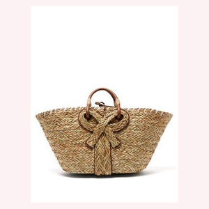 Fourre-tout élégant en rotin orné de perles et de diamants, tissage fait à la main en raphia et jonc de mer avec un design chic, léger et élégant - Product Image 6