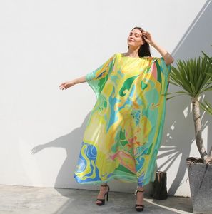 Kaftan en viscose pour femmes, tendance et élégant, imprimé numérique, col long, brodé, longueur maxi, taille naturelle, écologique - Product Image 3