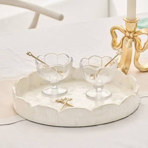 Bandeja de servicio con incrustaciones de concha de Capiz festoneada de lujo para regalos, decoración para el hogar y la Oficina, bandeja decorativa con incrustaciones de concha personalizada - Product Image 1