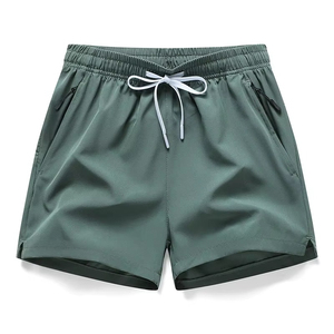 Short de gym décontracté, respirant, avec poche zippée, taille élastique, couleur unie, teint uni, grande taille, prix bon marché pour hommes - Product Image 5