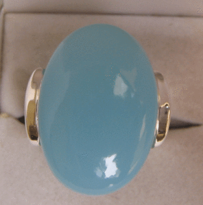 Bague artisanale en calcédoine bleue naturelle pour femme, en argent sterling 925 avec diamant taille coussin, bijou à porter au quotidien par Shah Gems - Product Image 1