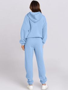 Conjunto Deportivo de 2 Piezas para Mujer, Sudadera con Capucha Holgada y Pantalones Deportivos de Chándal, Estilo Y2K, Ecológico, para Invierno - Product Image 3