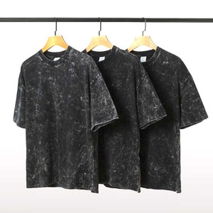 Meilleure vente 100% coton biologique T-shirt pour homme délavé à l'acide 240 grammes Tissu tricoté à motif solide surdimensionné - Product Image 5