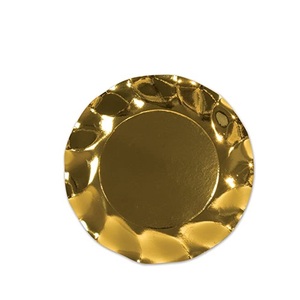 Assiettes de service rondes martelées plaquées or, finition de luxe, pour service alimentaire, ustensiles de cuisine, plateau de luxe - Product Image 3