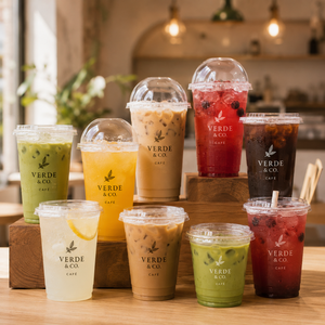 Ly nhựa PET dùng một lần in logo tùy chỉnh AT PACK 90mm 9oz 12oz 14oz 16oz 20oz 24oz, dùng cho sinh tố, đồ uống lạnh, cà phê đá - Product Image 5
