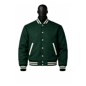 Veste de baseball de haute qualité avec impression de logo personnalisé, veste simple pour homme, coupe-vent, veste varsity pour le printemps et l'automne - Product Image 1