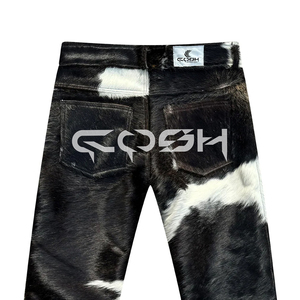 สำหรับทุกเพศผมวัวสีดำและสีขาวบนกางเกงหนัง - Product Image 4