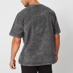 Conception OEM coupe régulière High Street T-shirt homme délavé à l'acide T-shirt délavé à l'acide avec écusson personnalisé imprimé brodé - Product Image 2