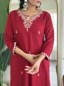 LANCEMENT DU NOUVEAU MODERN WEAR KURTI PENT avec HANDWORK NECK DUPATTA SET pour les FÊTES et les FESTIVES - Product Image 2