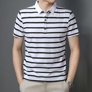 Chemise décontractée à revers pour homme en coton, motif rayé tendance, avec poche anti-plis, broderie et impression personnalisées du logo OEM - Product Image 4