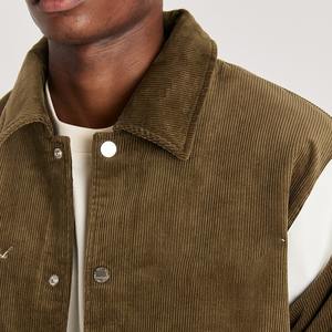 Veste universitaire en velours côtelé 2025 pour hommes, coton décontracté, manches longues, veste d'hiver, style streetwear, véritable laine, veste universitaire - Product Image 2