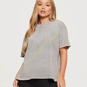 T-shirt gris délavé à l'acide pour hommes-Vente en gros OEM avec impression de logo personnalisée, T-shirt uni baggy 100% coton-Tendance et confortable - Product Image 3