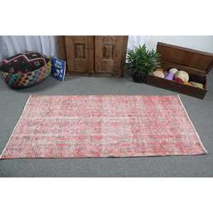 2.8x5.9 ft Turkish Rug, Vintage Accent Rug, <b>Red</b> Gray Patchwork <b>Wool</b> Rug - Product Image 3