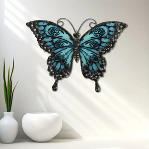 Escultura de Pared de Metal Art Deco con Diseño Azul, Decoración para Bodas, Hogar, Sala de Estar, Pieza de Arte - Product Image 1