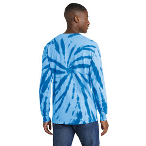 Chemise à manches longues bleu vif à motif tie-dye en spirale |   T-shirt unisexe en coton doux |   Vêtements de mode tendance |   Fournisseur en gros - Product Image 5