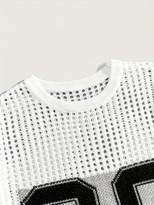 Camiseta de Fútbol Americano de Malla con Diseño de Patchwork Personalizado, de Alta Calidad, Retro, Holgada, de Manga Corta, Transpirable, de Poliéster para Verano - Product Image 3