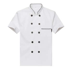 Uniforme de Restaurante de Manga Corta, Chaqueta de Chef, Camiseta de Camarero de Hotel, Personal de Cocina Profesional, Unisex, Personalizable, 100% Algodón - Product Image 3