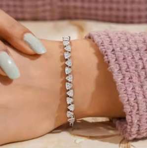 Moissanite diamante tenis pulsera 18K blanco plateado 925 Plata D color VVS corte redondo pulsera para mujer regalo de cumpleaños - Product Image 6