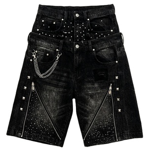 Pantalones Cortos Vaqueros Glory Personalizados con Bordado Desgastado y Pedrería, Nuevos y Modernos, de Corte Recto y Holgado, para Unisex, Estilo Urbano y Casual - Product Image 1