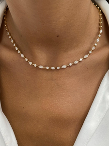 Collar de Diamantes de Moissanita Plateada, Diseño de Estación con Corte Marquesa y Redondo, Engaste de Puntas, Elegante y Lujoso, para Uso Diario, para Mujer - Product Image 2