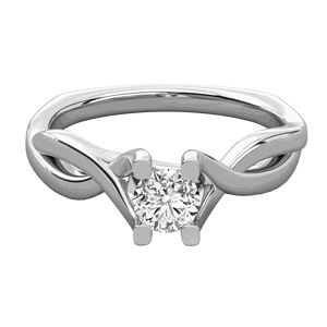 Bague de fiançailles solitaire en diamant rond pour elle - Product Image 5