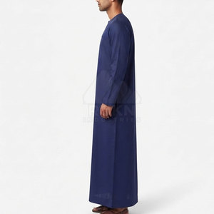 Simple Emirati Kandura for <b>Men</b> Traditional <b>Thobe</b> Cotton Lightweight Breathable Ankle Length Collarless Neckline Tassel Detail - Product Image 3