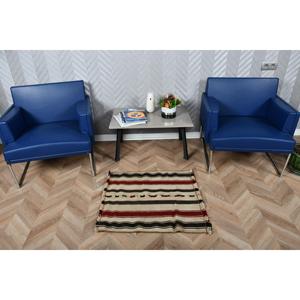 Turkish Vintage Kilim Rug 2.4x2.5 ft, <b>Red</b> Small Striped <b>Wool</b> Rug - Product Image 1