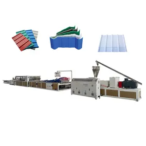 Papan panel atap plastik bening, mesin pembuat lembar Konstruksi ubin PVC bergelombang garis ekstra
