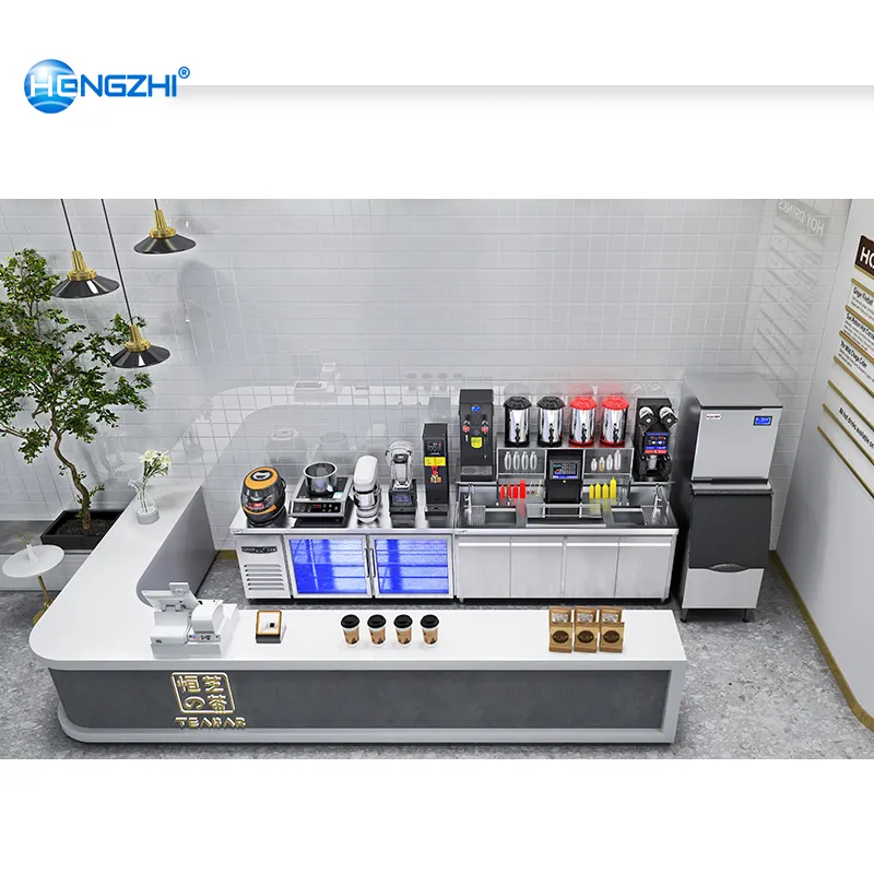 OEM stainless steel full set refrigeration bubble tea counter all set bubble tea equipment for bubble milk tea shop Customized