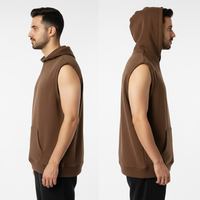 Herensleeveless zip hoodie 100% katoenen fleece winter regular fit zacht lichtgewicht ademend milieuvriendelijk OEM service hoogwaardig