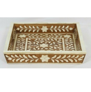 ถาดเสิร์ฟตกแต่งแบบฝังกระดูกพร้อมหินอาเกตสำเร็จรูป - Product Image 2