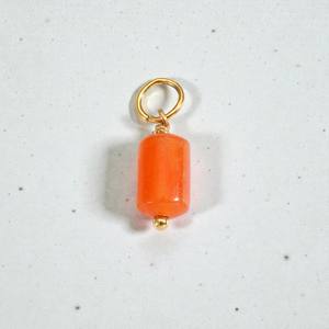 จี้ทรงกระบอกจากหินคาร์เนเลียนธรรมชาติ ชุบทอง 18K อุปกรณ์ทำเครื่องประดับ - Product Image 1