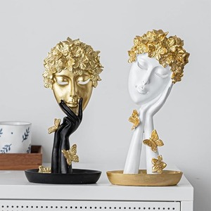 Sculpture de visage en or de luxe avec décor de table élégant au design floral pour salon bureau fête cadeau affichage artistique - Product Image 4