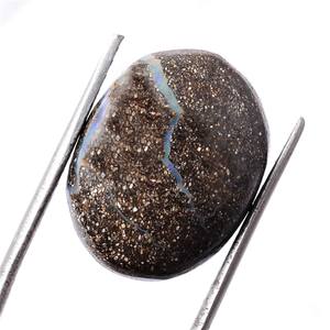 Opale de Boulder ovale lisse 12x15,5 mm, cabochon naturel, opale de feu australienne rare, pierre précieuse, cabochon à dos plat pour bijoux - Product Image 1