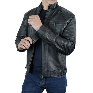 Veste en cuir pour homme de style nouveau, utilisation en extérieur, veste en cuir de qualité supérieure, veste en cuir de couleur unie - Product Image 2