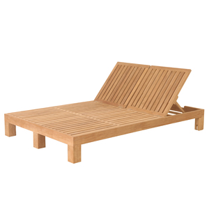 Tumbona Moderna de Madera de Teca para Exteriores con Respaldo Ajustable y Diseño sin Brazos para Uso en Parques - Product Image 3