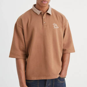 Camiseta Polo Holgada de Corte Cuadrado con Estilo Urbano Moderno para Hombre - Product Image 1