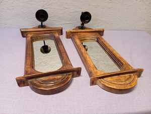 Par de Portavelas de Pared de Madera Estilo Sueco Vintage, Tallados a Mano, Espejos Decorativos Escandinavos, Arte Popular, Decoración para el Hogar - Product Image 2