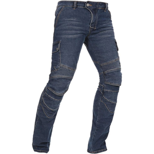 Jeans de moto pour homme bleu moyen, pantalon de moto doublé de Kevlar avec protections amovibles pour les genoux et les hanches homologuées CE - Product Image 2