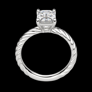 Bague de fiançailles solitaire fidji en diamant taille émeraude pour femme - Product Image 5