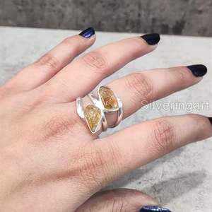 Bague pour femme en argent sterling 925, pierre précieuse citrine naturelle, pierre de naissance de novembre, bijoux faits à la main, cadeau de Noël, cadeau d'anniversaire - Product Image 3