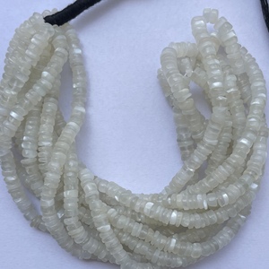 4mm 5mm 6mm piedra lunar blanca Natural suave Heishi cuentas hebras para joyería hacer collar pulsera en línea India Alibaba - Product Image 2