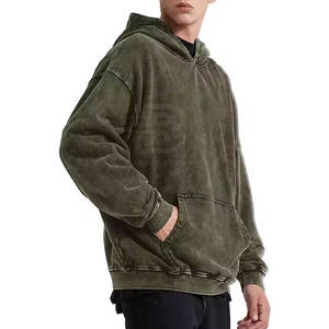 Nouveau modèle de sweats à capuche délavés à l'acide pour hommes, vêtements d'hiver décontractés avec logo personnalisé, col à capuche et motif uni - Product Image 5