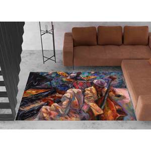 Tapis imprimé avec des peintures de musiciens de jazz : décoration de salle de musique antidérapante, tapis fin non tissé - Product Image 4