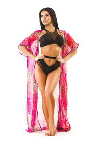 Señoras ligero cómodo Kaftan gasa traje de baño Long Beach Cover-Up Sexy Rhinestone leopardo patrón Fitness transpirable - Product Image 3