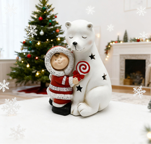 <span class=keywords><strong>Hallmark</strong></span> Frosty Friends escultura de resina chica sosteniendo oso adorno de <span class=keywords><strong>Navidad</strong></span> regalo para decoración del hogar decoraciones de <span class=keywords><strong>Navidad</strong></span> - Product Image 1