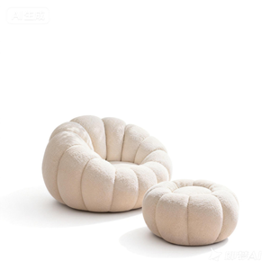 Kursi Santai Bean Bag Kulit Sintetis Pink Nordic, Kursi Santai Bubble Sherpa, Kursi Beruang Teddy, Kursi Labu untuk Set Kamar Tidur - Product Image 1