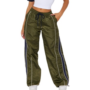 Wholesale High Quality <b>Jogger</b> Pants Sports Reflective Loose Windbreaker Pants Women's Casual Stitching <b>Jogger</b> Pants 2027 - Product Image 2