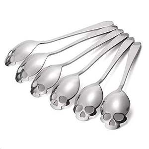 <b>Skull</b> Design Stainless Steel Coffee Spoons Unique Style Durable Rust Resistant Stirring Spoons Perfect For Home And <b>Gifting</b> - Product Image 1