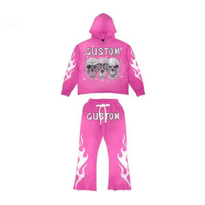 Combinaison de sport d'automne personnalisée Survêtement 2 pièces avec logo personnalisé Ensemble sweats à capuche et jogging unisexe 100% coton - Product Image 6
